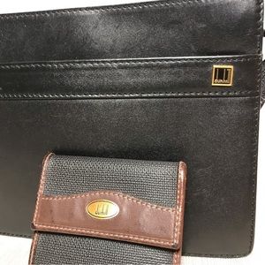 Authentic DUNHILL Leather Pouch Wristlet & Small Coin Pouch